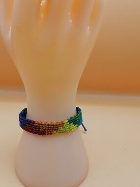 Gay Pride Flag Bracelet Love Friendship Handwoven Lesbian LGBT Rainbow